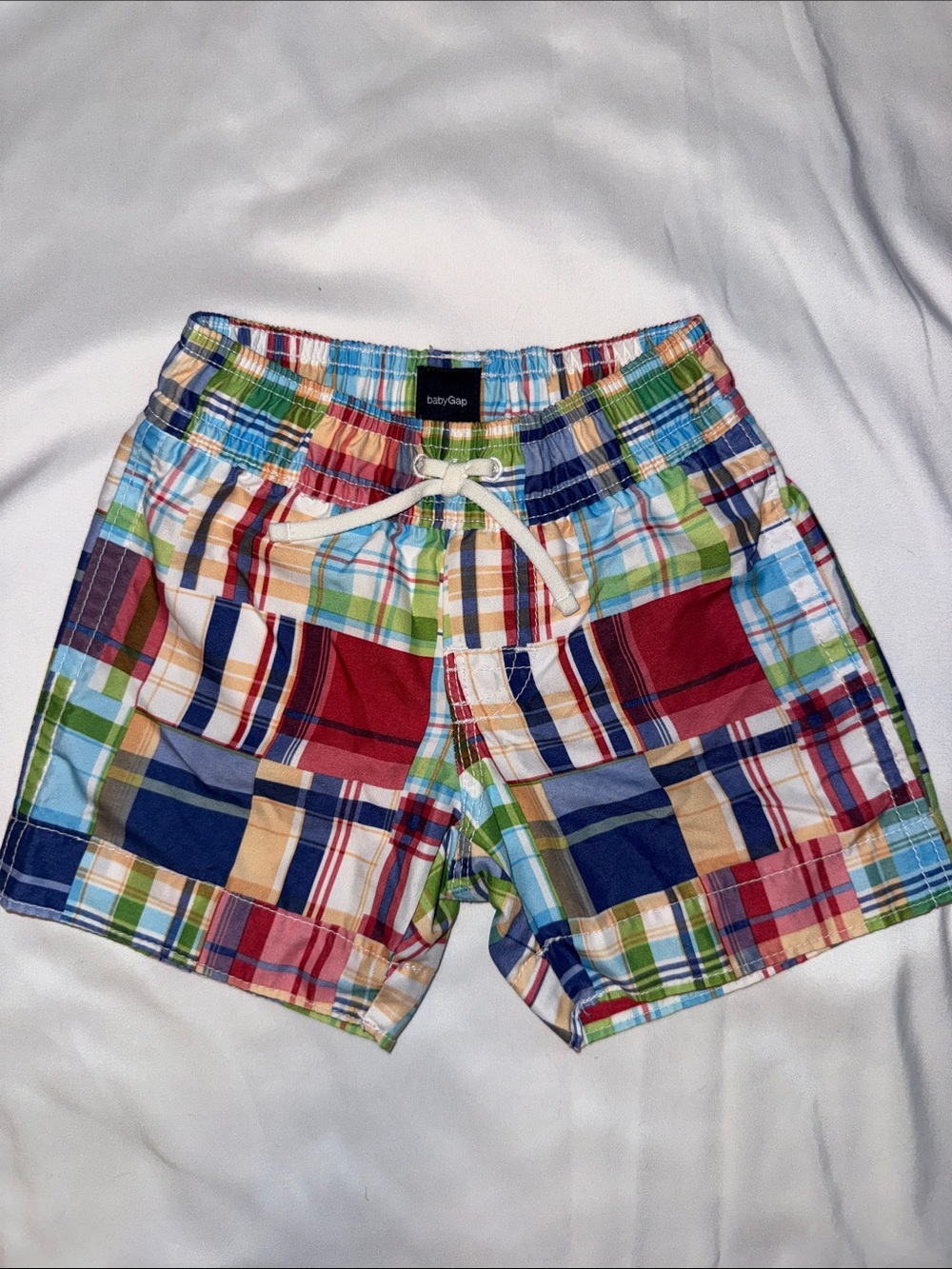 Baby GAP Plaid Swim Trunks - Red, Blue, Green, Cream Baby 3-6minth